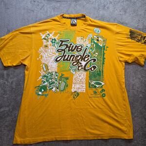5ive Jungle Shirt Mens 4XL Yellow NYC Turntable Graphic T-Shirt Streetwear